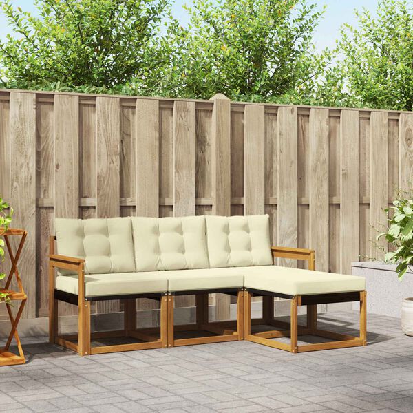 vidaXL V&auml;li diivanikomplekt padjaga 4 pcs Looduslik ja kreem