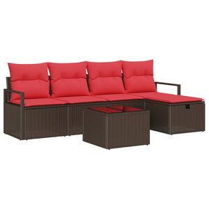 vidaXL Diivanikomplekt padjaga 6 pcs Pruun ja Punane pol&uuml;rotang
