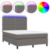 vidaXL kontinentaalvoodi madrats, LED, hall, 140x200 cm, kunstnahk