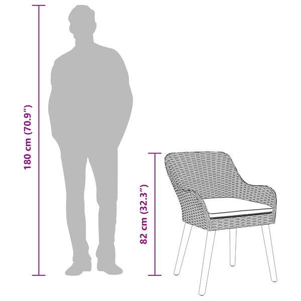 vidaXL Aia söögilaudade komplekt 7 pcs Hall ja pruun polürotang
