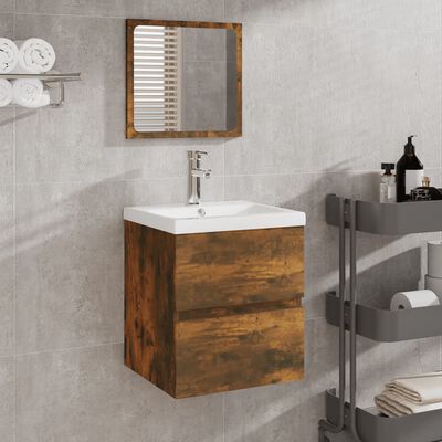vidaXL vannitoakapp peegliga, suitsutatud tamm, tehispuit