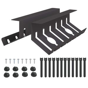vidaXL Kabli haldamise tray laua all 2 tk Must 44 x 11,5 x 13,5 cm