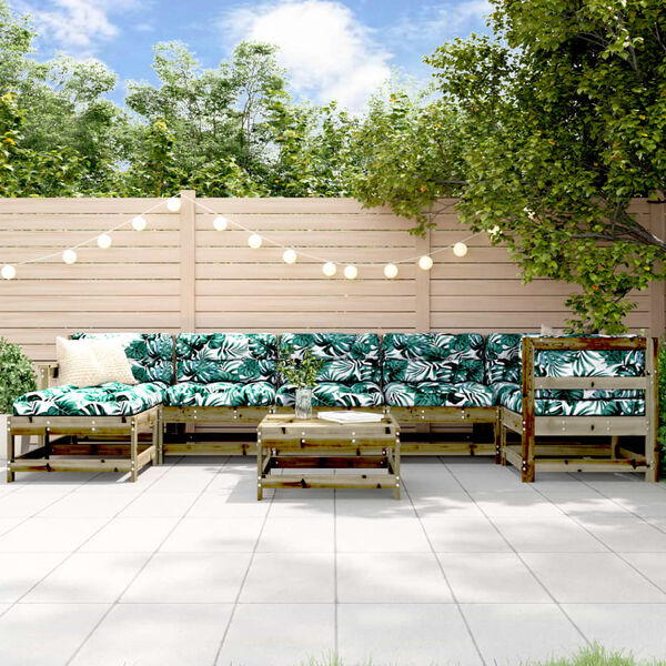 vidaXL 8-osaline aiamööbli komplekt patjadega, immutatud männipuit