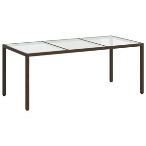 vidaXL aialaud, pruun 190 x 90 x 75 cm, karastatud klaas ja pol&uuml;rotang