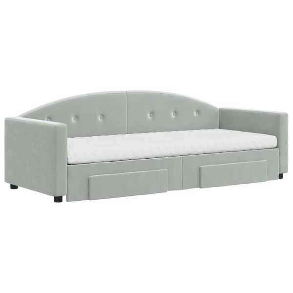 vidaXL väljatõmmatav diivanvoodi, helehall, 80x200 cm, samet