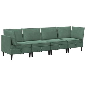 vidaXL Elutoa m&ouml;&ouml;bliseade padjaga 4 pcs Mere Roheline Samet