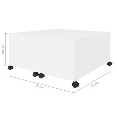 vidaXL kohvilaud, valge, 75 x 75 x 38 cm, puitlaastplaat