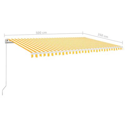 vidaXL käsitsi sissetõmmatav varikatus, 500 x 350 cm, kollane ja valge