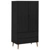 vidaXL Garderoobikapp MOLDE Must 90 x 55 x 175 cm Toekas m&auml;nnipuit