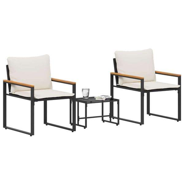 vidaXL M&ouml;&ouml;blisete padjaga 3 pcs Must ja kreemvalge Rotang