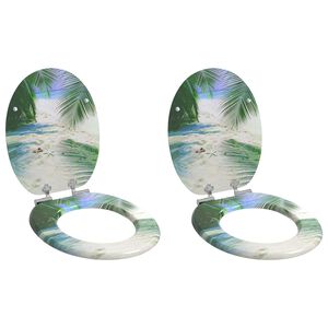 vidaXL WC prill-lauad pehmelt sulguva kaanega 2 tk, MDF, rannadisain