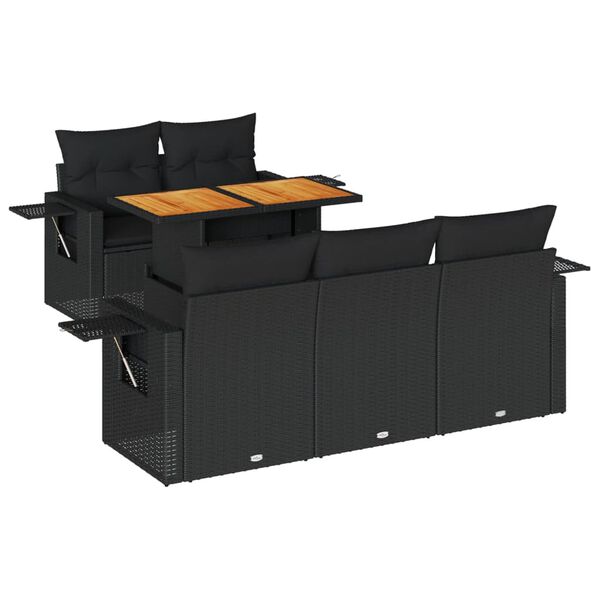 vidaXL 6-osaline aiadiivani komplekt patjadega, must, pol&uuml;rotang