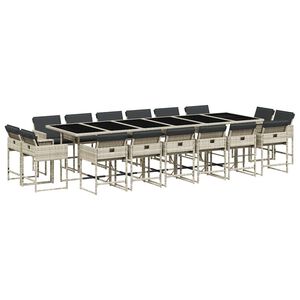 vidaXL 17-osaline aia s&ouml;&ouml;gim&ouml;&ouml;bli komplekt patjadega, hall, pol&uuml;rotang