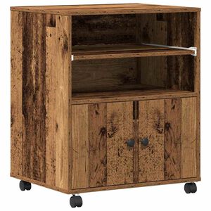 vidaXL Printeri alus ladustamisega Vana puit 60 x 48 x 74 cm Tehispuit