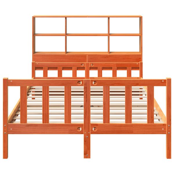 vidaXL riiuliga voodi ilma madratsita, vahapruun, 160x200cm, puit