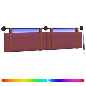 vidaXL Rippuv voodipeats LED-valgustusega Veinpunane Antiik PU