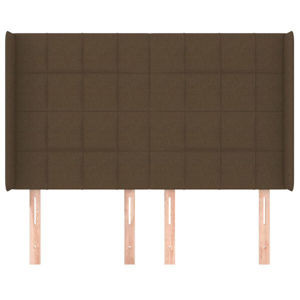 vidaXL voodipeats servadega, tumepruun, 147x16x118/128 cm, kangas