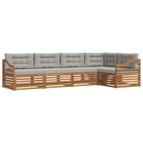 vidaXL V&auml;li diivanikomplekt padjaga 5 pcs Looduslik ja Hele Hall