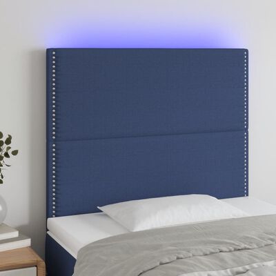 vidaXL LED-voodipeats, sinine, 100x5x118/128 cm, kangas