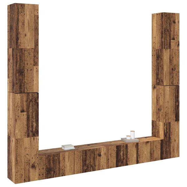 vidaXL 6-osaline seinale paigaldatav telerikapi komplekt vana puit