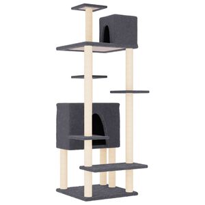 vidaXL kassimaja sisalk&ouml;itega kraapimispuudega, tumehall, 154 cm