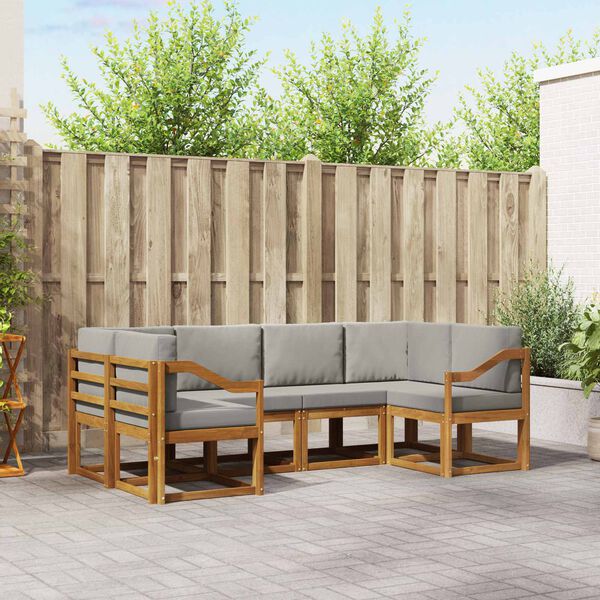 vidaXL V&auml;li diivanikomplekt padjaga 6 pcs Looduslik ja Hele Hall