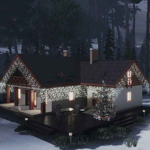 vidaXL LED-valguskardin, 10 m, 400 LEDi, k&uuml;lm valge, 8 funktsiooni