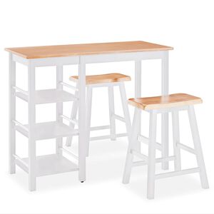 vidaXL 3-osaline baarikomplekt, MDF, valge