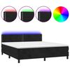 vidaXL kontinentaalvoodi madrats ja LED, must, 160x200 cm, samet