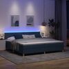 vidaXL LED Box Spring Voodi LED-ribadega Sinine 200 x 200 cm kangas