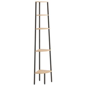 vidaXL 5 riiuliga nurgariiul, helepruun ja must, 45,5 x 31,5 x 180 cm