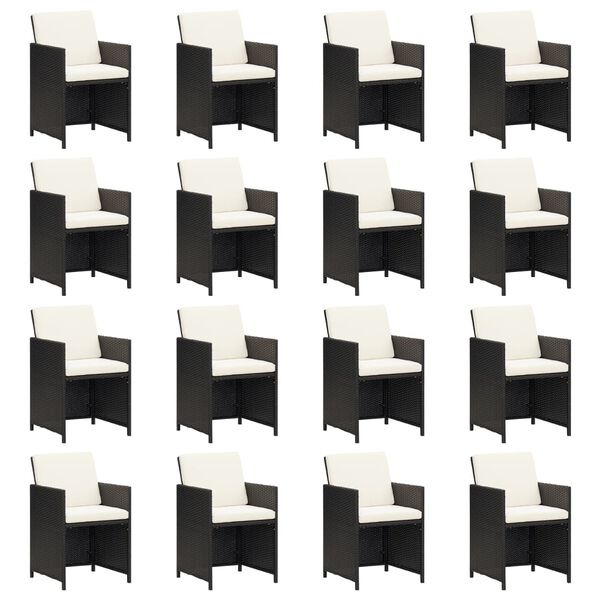 vidaXL 17-osaline aia s&ouml;&ouml;gim&ouml;&ouml;bli komplekt patjadega, must, pol&uuml;rotang