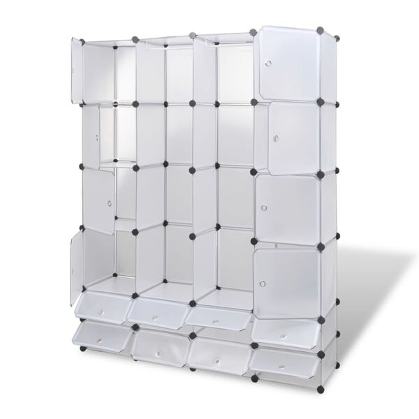 vidaXL modulaarne kapp 18 sektsiooni, valge 37 x 146 x 180,5 cm