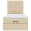 vidaXL Ottomani voodiraam madratsiga, kreemjas, 90x190cm, kangas