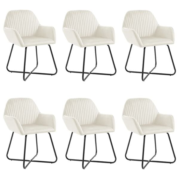 vidaXL söögitoolid 6 tk, kreemjasvalge, samet