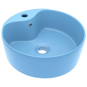 vidaXL valamu &uuml;levooluavaga matt helesinine 36 x 13 cm keraamiline