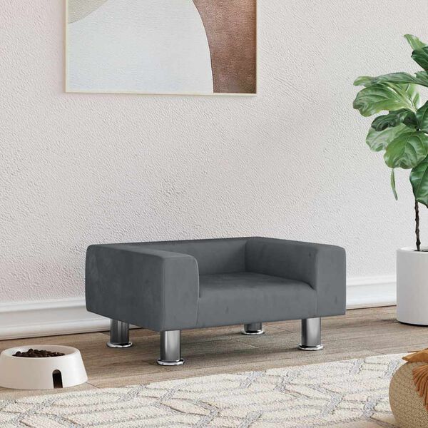 vidaXL koeravoodi, tumehall, 50x40x26,5 cm, samet