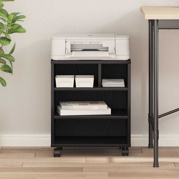 vidaXL Printeri alus ladustamisega Must tamm 41 x 32 x 48 cm Tehispuit