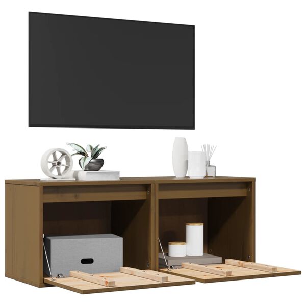 vidaXL seinakapid 2 tk, meepruun 45 x 30 x 35 cm, m&auml;nnipuit