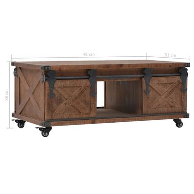 vidaXL kohvilaud toekast kuusepuidust, 91 x 51 x 38 cm, pruun