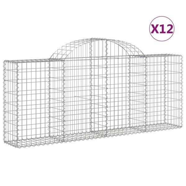 vidaXL kaarekujulised gabioonkorvid 12 tk, 200x30x80/100 cm, raud