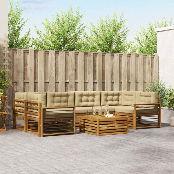 vidaXL V&auml;li diivanikomplekt padjaga 8 pcs Looduslik ja beež