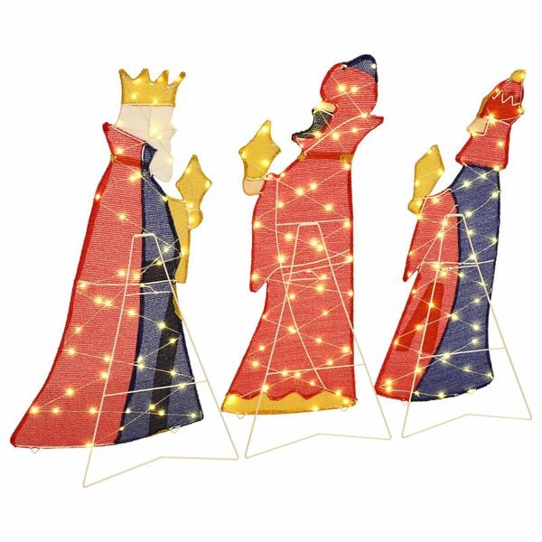 vidaXL 3 Wise Men Christmas Lighting 3 pcs Soe valge 105 cm kangas