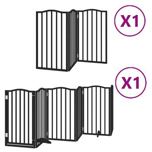 vidaXL kokkupandav koerav&auml;rav uksega, 9 paneeli, must 450 cm, pappel