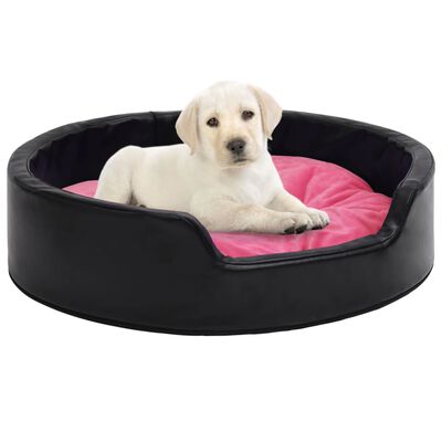vidaXL koeravoodi, must ja roosa, 99 x 89 x 21 cm, plüüs ja kunstnahk