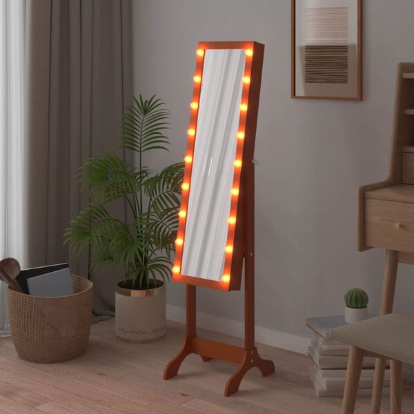 vidaXL eraldiseisev peegel LED-tuledega, 34 x 37 x 146 cm
