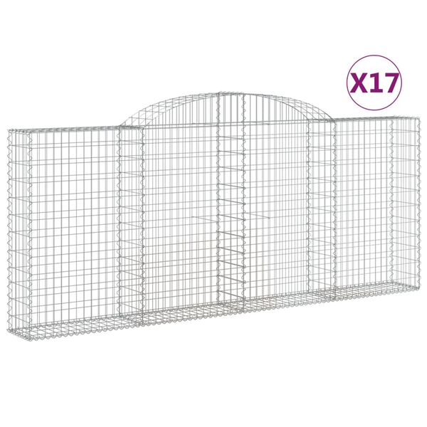 vidaXL kaarekujulised gabioonkorvid 17 tk, 300x30x120/140 cm, raud