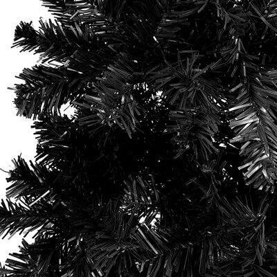 vidaXL kitsas valgustatud kunstkuusk kuulidega, must, 120 cm