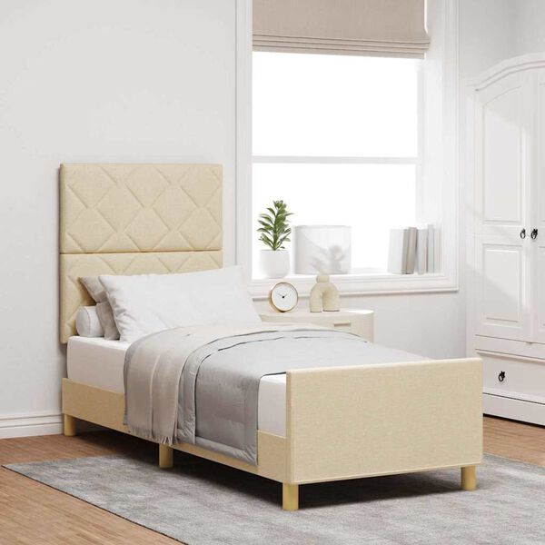 vidaXL Voodi raam peaga cream 80 x 200 cm kangas