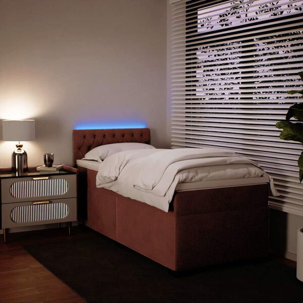 vidaXL kontinentaalvoodi madratsiga, roosa, 80x200 cm, samet